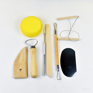 Clay Tool-Pottery clay sculpture 8 pieces of tools (wood + iron)