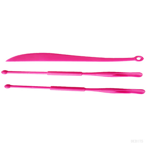 Clay Tool - 3 Pieces Knife ( Plastics, pink,thin )