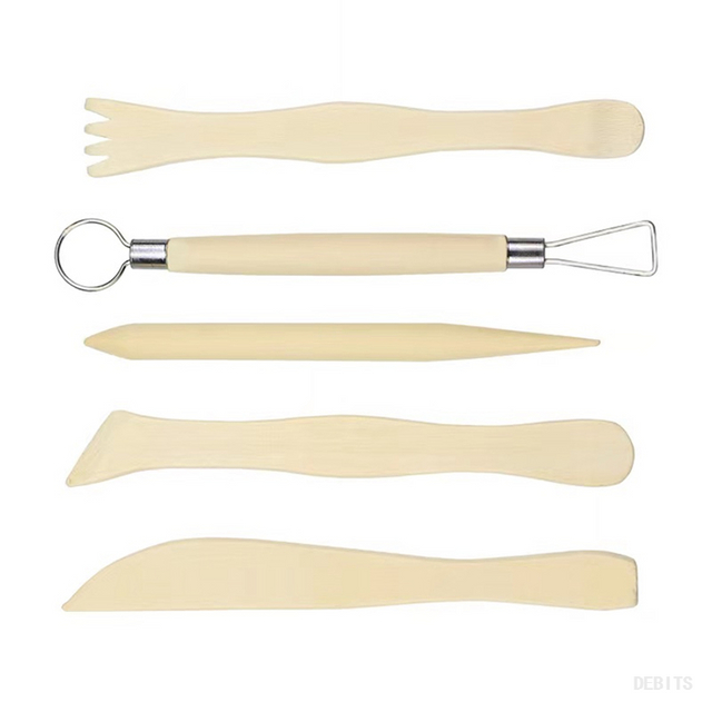 Clay Tool-Pottery Clay Sculpture 5 Pieces of Tools (wood + Iron)