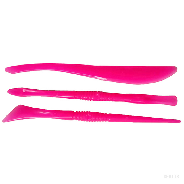 Clay Tool - 3 Pieces Knife ( Plastics, pink,fat )